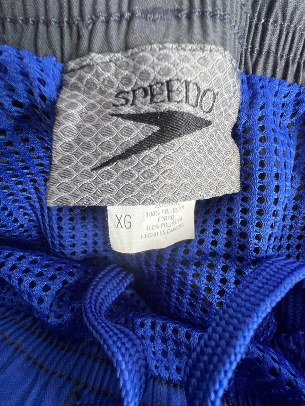 SPEEDO MEN’S TRUNKS SIZE XL ROYAL BLUE/BLACK COLORBLOCK DESIGN WATERPROOF POCKET